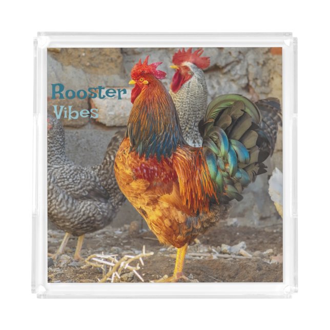 Rooster Vibes Farm Life Acrylic Tray (Front)