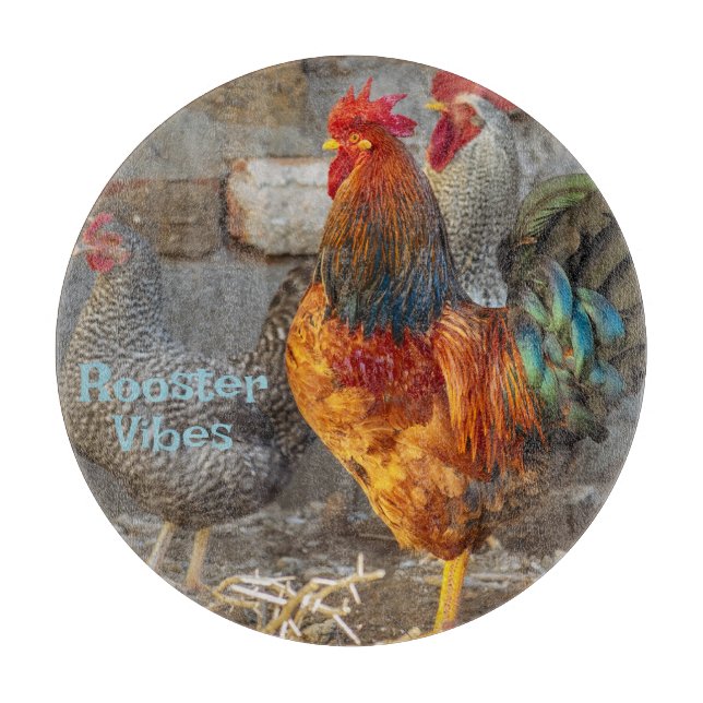 Rooster Vibes Farm Life Cutting Board (Front)
