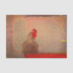 Rooster Vintage Antique Red Brown Texture Farm Tis Tissue Paper