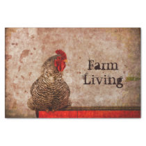 Rooster Vintage Antique Red Brown Texture Farm Tissue Paper