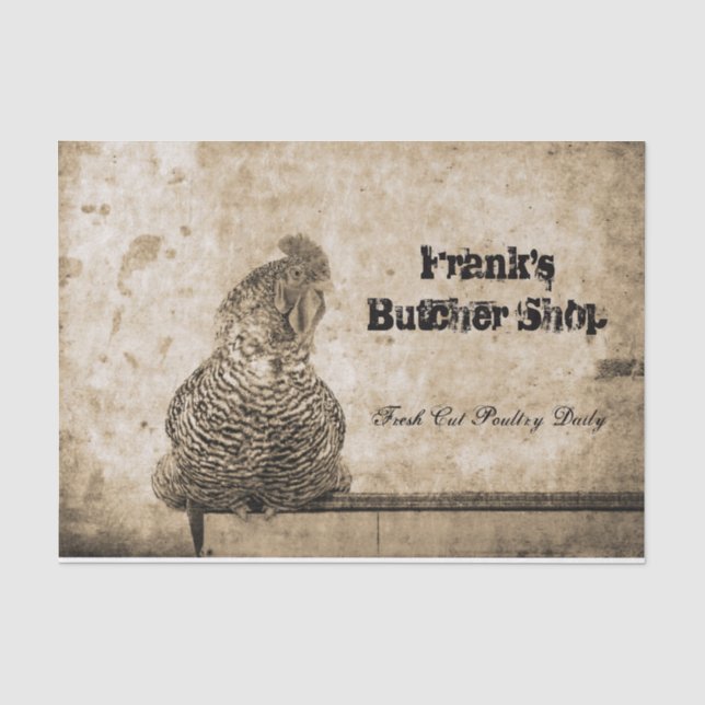 Rooster Vintage Antique Texture Country Farm Tissue Paper (Front)