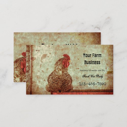 Rooster Vintage Antique Texture Typography Farm Business Card