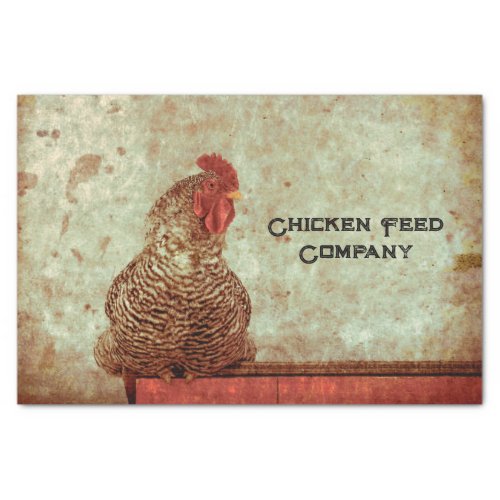Rooster Vintage Antique Texture Typography Farm Tissue Paper