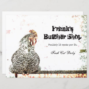 Rooster Vintage Farm Antique White Texture Country