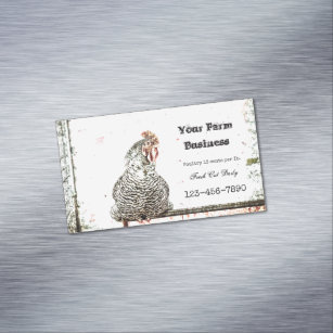 Rooster Vintage Farm Antique White Texture Country Business Card Magnet