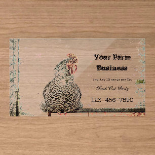 Rooster Vintage Farm Antique White Texture Country Clear Business Cards