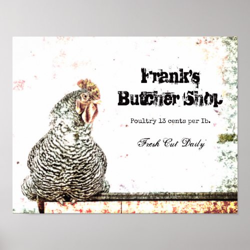 Rooster Vintage Farm Antique White Texture Country Poster
