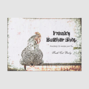 Rooster Vintage Farm Antique White Texture Country Tissue Paper