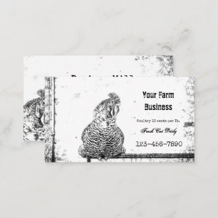 Rooster Vintage Farm Black White Texture Country Business Card