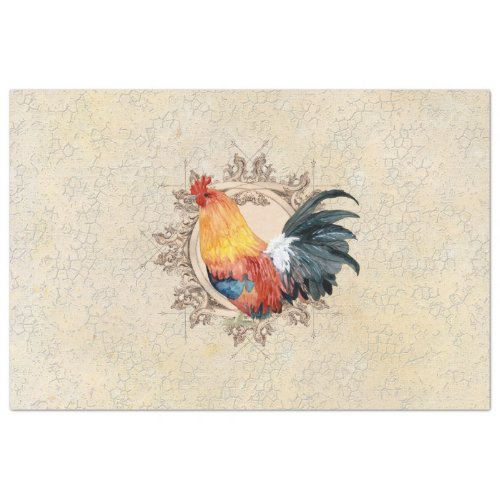 Rooster Vintage French Kitchen Damask Decoupage Tissue Paper