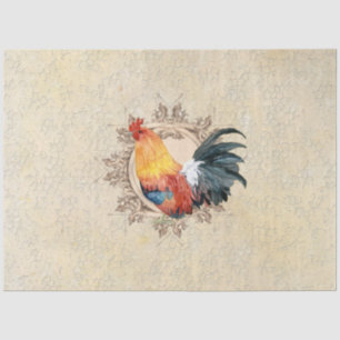 Rooster Vintage French Kitchen Damask Decoupage Tissue Paper