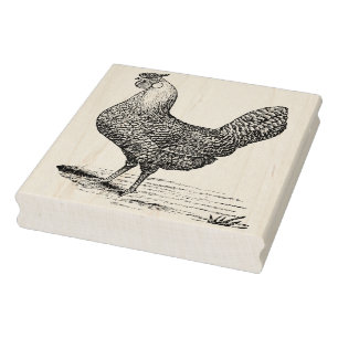 Rooster Vintage Illustration - Facing Left Rubber Stamp