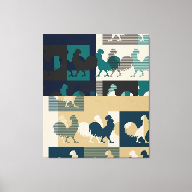 ROOSTER VINTAGE Wrapped Canvas Print (Front)
