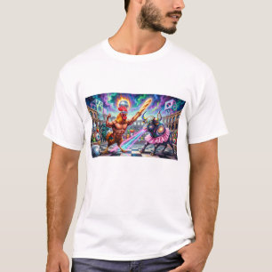 Rooster vs Bull A psychedelic battle T-Shirt