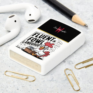 Rooster Wearing Glasses Fluent in Fowl Language Zippo Lighter