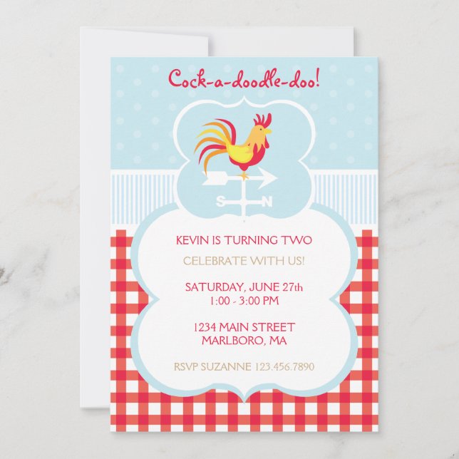 Rooster Weather Vane Birthday Invitation (Front)