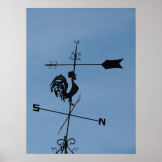Rooster Weather Vane Poster