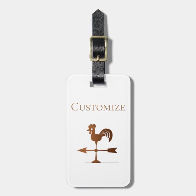 Rooster Weathervane Thunder_Cove Luggage Tag (Front Vertical)