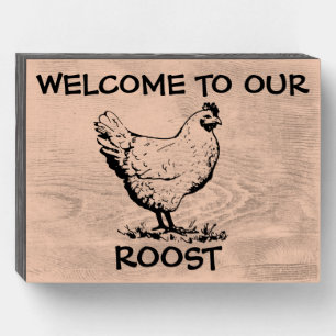 ROOSTER 'WELCOME TO OUR ROOST' RUSTIC WALL SIGN