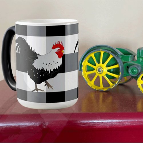 Rooster with Black White Check Coffee Mug