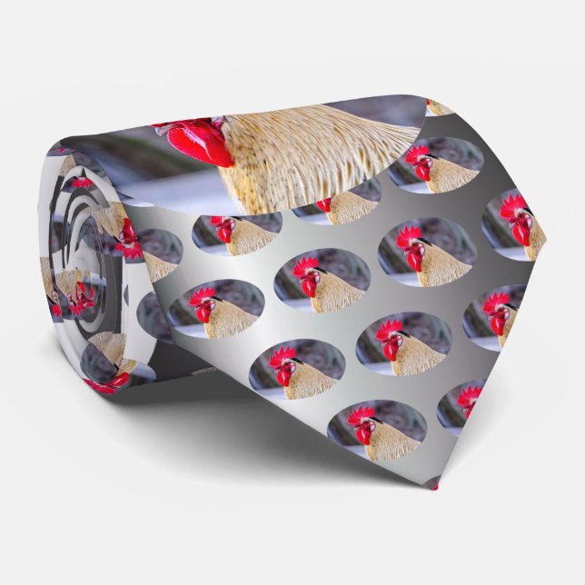 Rooster with Cockscomb Neck Tie (Rolled)