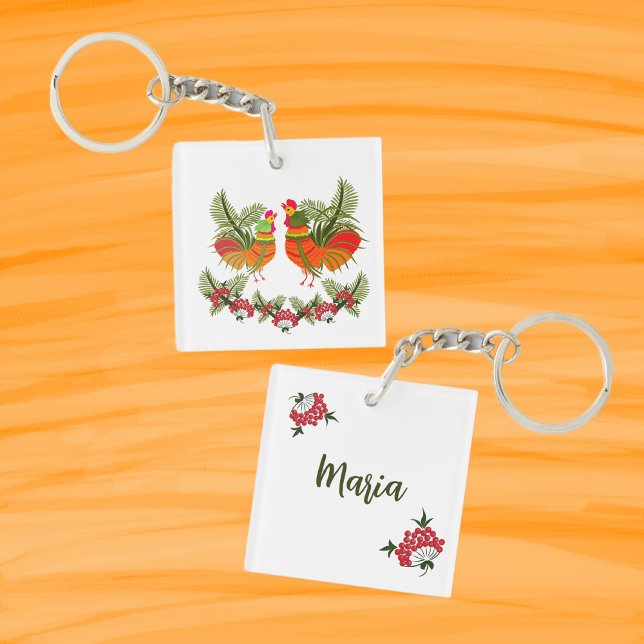 Rooster with hen keychain (Creator Uploaded)