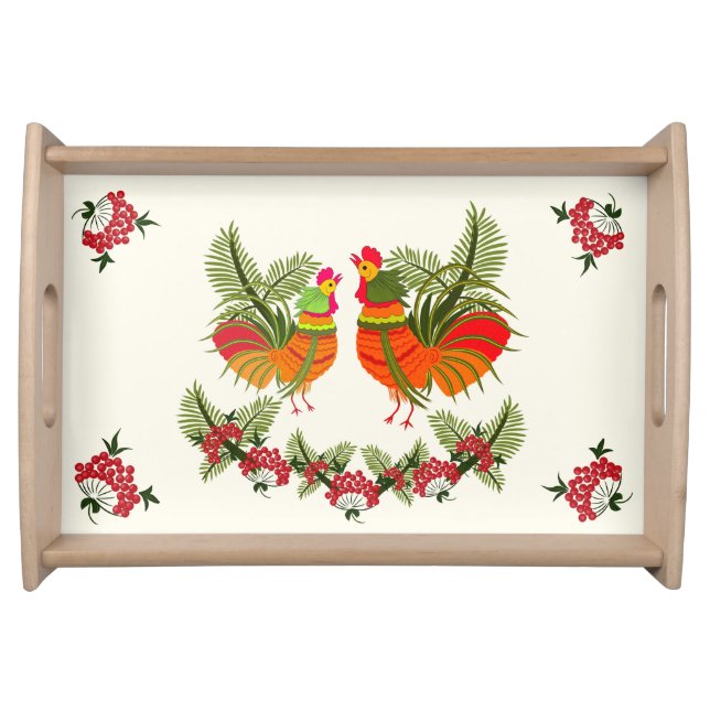 Rooster with hen serving tray (Front)