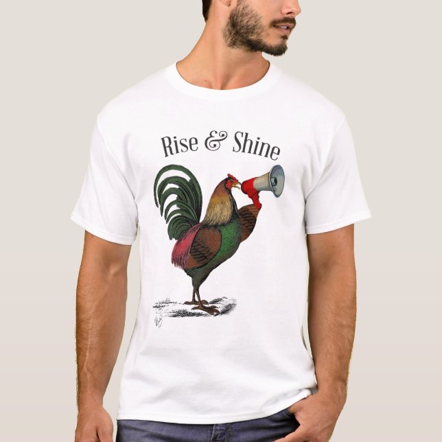 Rooster With Loudhailer 2 T-Shirt (Front)