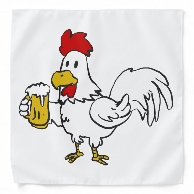 Rooster with mug beer | choose background color bandana (Front)