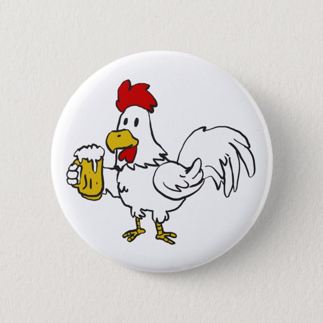 Rooster with mug beer | choose background color button (Front)