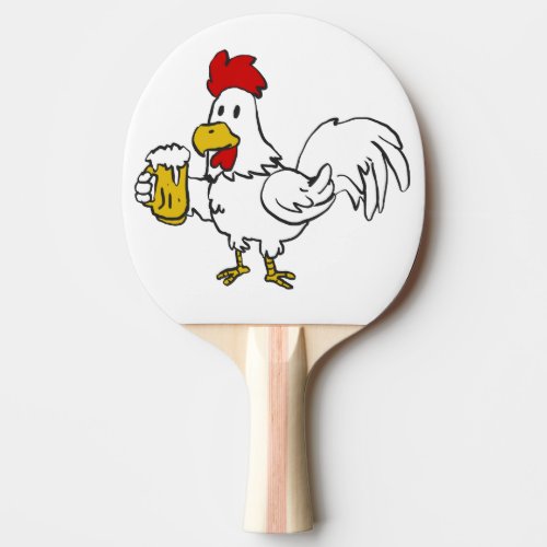 Rooster with mug beer  choose background color ping pong paddle