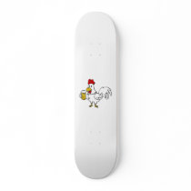 Rooster with mug beer | choose background color skateboard