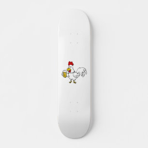 Rooster with mug beer choose background color skateboard