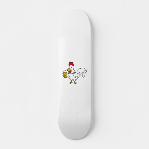 Rooster with mug beer  choose background color skateboard