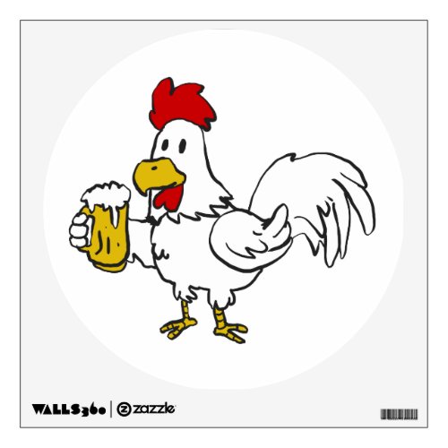 Rooster with mug beer  choose background color wall decal