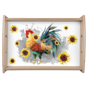 Rooster with Sunflowers  Serving Tray