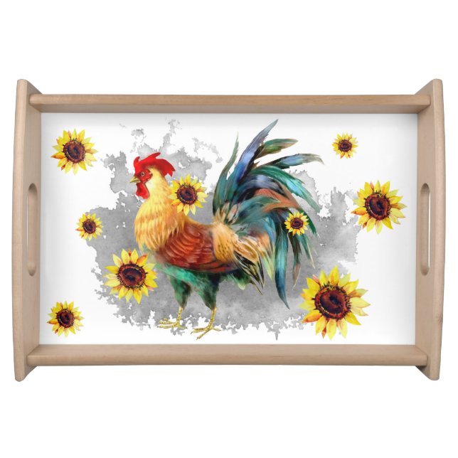 Rooster with Sunflowers  Serving Tray (Front)