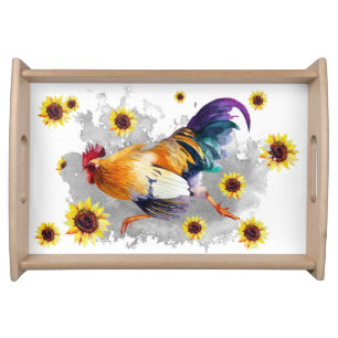 Rooster with Sunflowers  Serving Tray