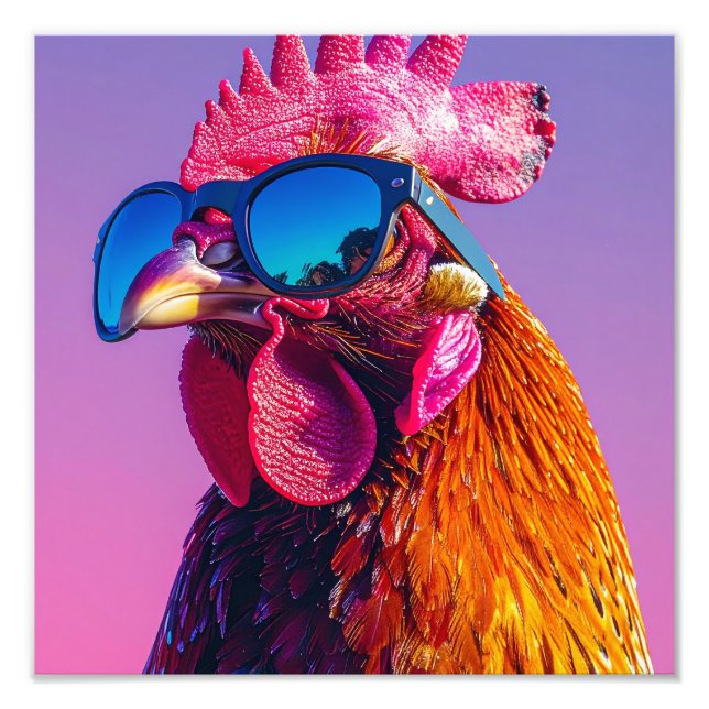 rooster with sunglasses canvas print (Front)