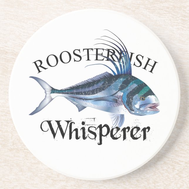 Roosterfish Whisperer Light Colored Coaster (Front)