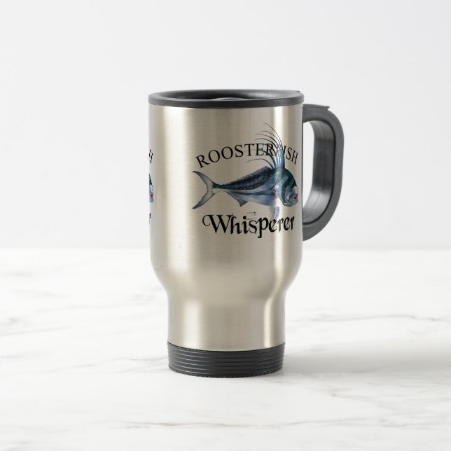 Roosterfish Whisperer Light Colored Travel Mug (Front Right)