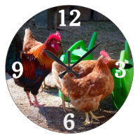 Roosters and Watering Cans Wall Clock