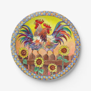 ROOSTERS by SHARON SHARPE Paper Plates