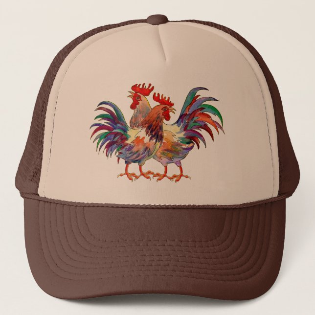 ROOSTERS By SHARON SHARPE Trucker Hat (Front)