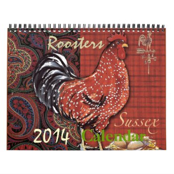 Roosters Calendar by ormsbyeditions at Zazzle