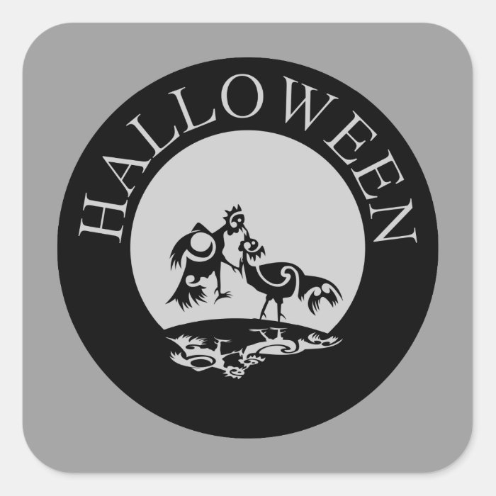 Roosters fighting in the moon light Halloween Sticker