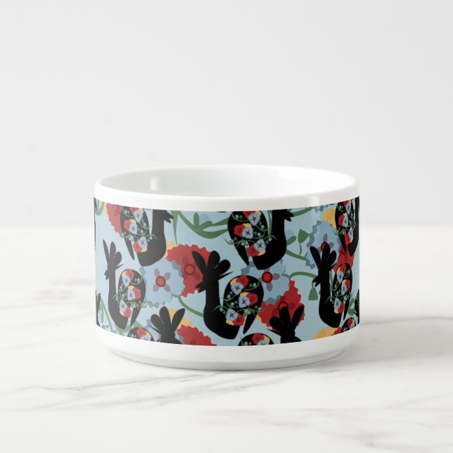 Roosters Folk Floral Mexican Pattern   Bowl (Center)