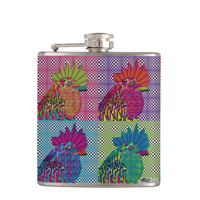 Roosters Gone Psycho Flask (Front)