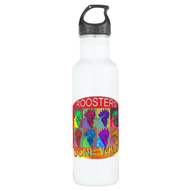 Roosters Gone Wild #3 Water Bottle (Front)