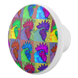 Roosters Gone Wild! Ceramic Knob